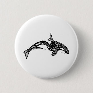 Orca - Hand Drawn - Black and White 2 Inch Round Button