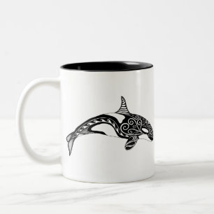 Orca - Hand Drawn - Black and White Two-Tone Coffee Mug