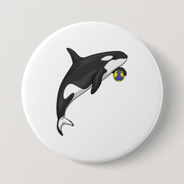 Orca Handball player Handball 3 Inch Round Button (Front)