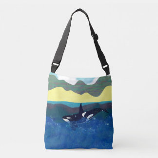 Orca in shiny Ocean Crossbody Bag