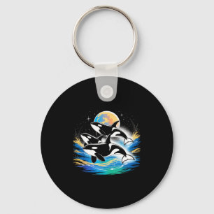 Orca in space, planets, stars, wall lovers Orca in Keychain