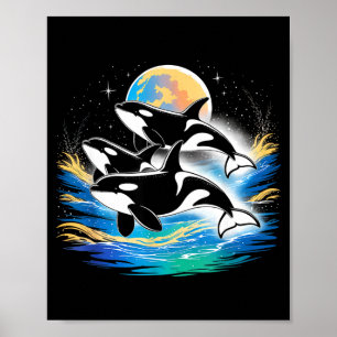 Orca in space, planets, stars, wall lovers Orca in Poster