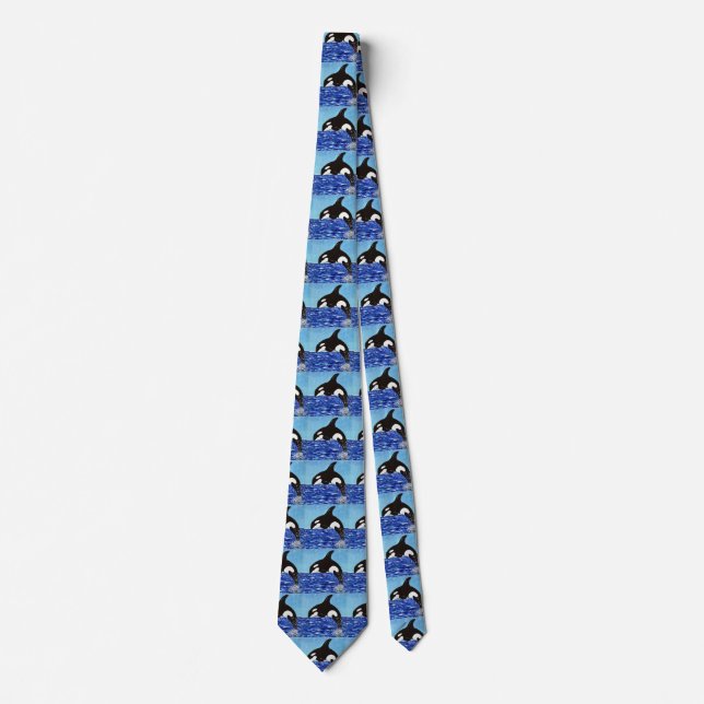 Orca in the Blue Painting Tie (Front)