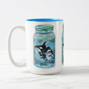 Orca in the Jar Two-Tone Coffee Mug