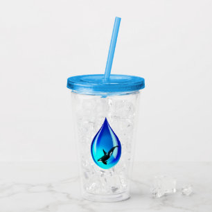 Orca in Water Drop Acrylic Tumbler