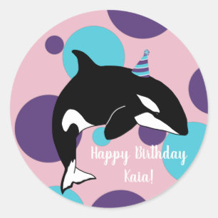 Orca Killer Whale Birthday Classic Round Sticker