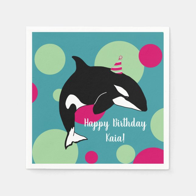 Orca Killer Whale Birthday Napkin (Front)