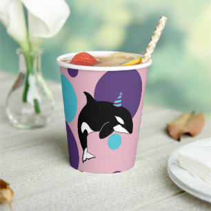 Orca Killer Whale Birthday Paper Cups