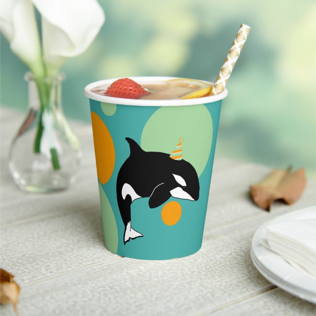 Orca Killer Whale Birthday Paper Cups (Insitu)