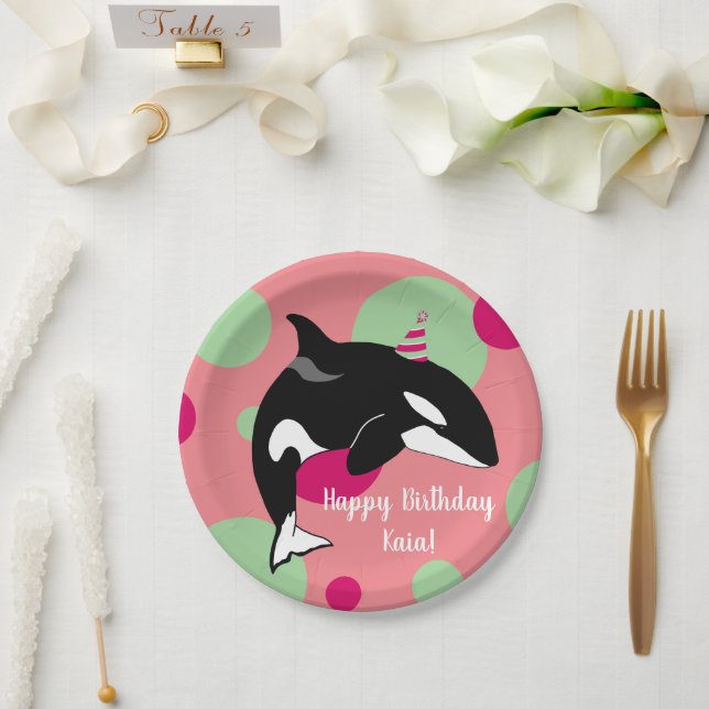 Orca Killer Whale birthday Paper Plate (Wedding)