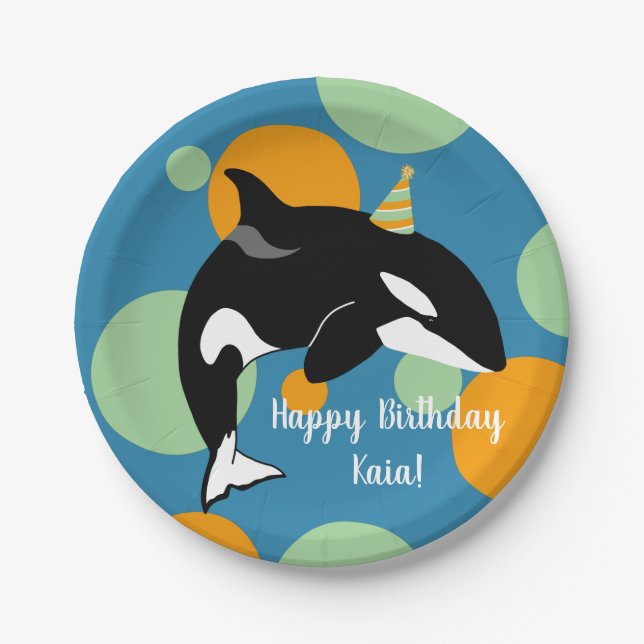 Orca Killer Whale Birthday Paper Plate (Front)