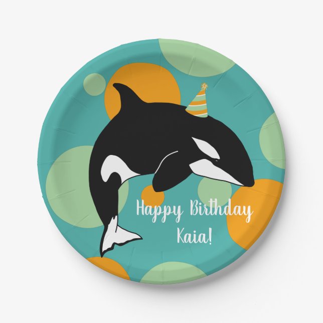 Orca Killer Whale Birthday  Paper Plate (Front)