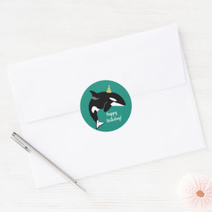Orca Killer Whale Birthday Supplies Classic Round Sticker