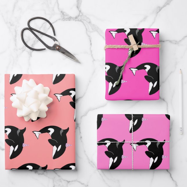 Orca Killer Whale Birthday  Wrapping Paper Sheet (Front)