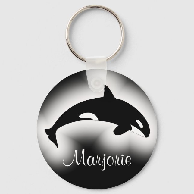 Orca Killer Whale Black and White Name Keychain (Front)