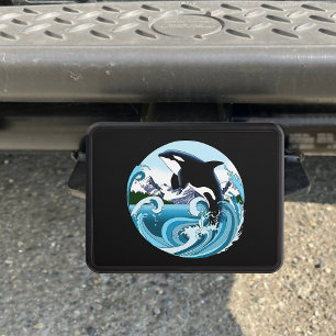 Orca Killer Whale Blue Ocean Trailer Hitch Cover