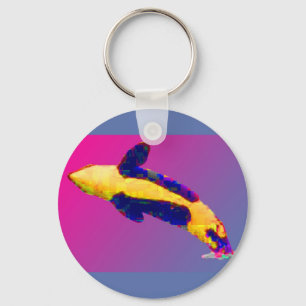 Orca Killer Whale Breaching in Bright Colours Keychain