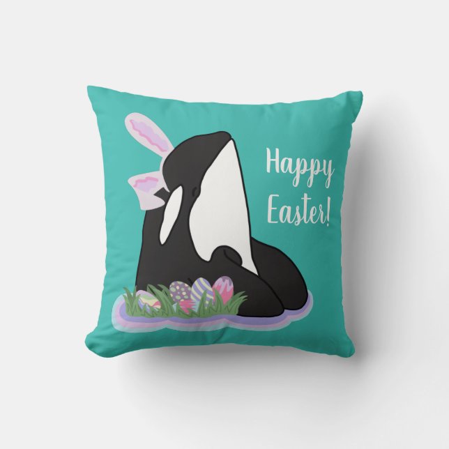 Orca Killer Whale Easter Throw Pillow (Front)