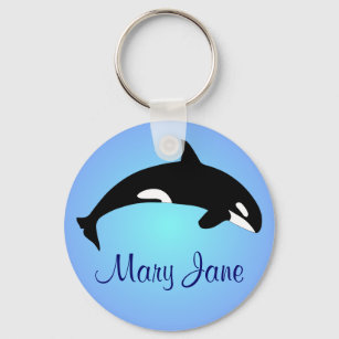 Orca Killer Whale Gradient Blue Name Keychain