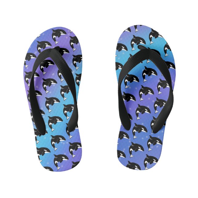 Orca Killer Whale Kid's Flip Flops (Footbed)