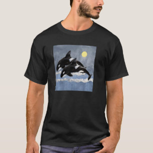 Orca Killer Whale Ocean Vintage Oil Graphic Pul Ho T-Shirt