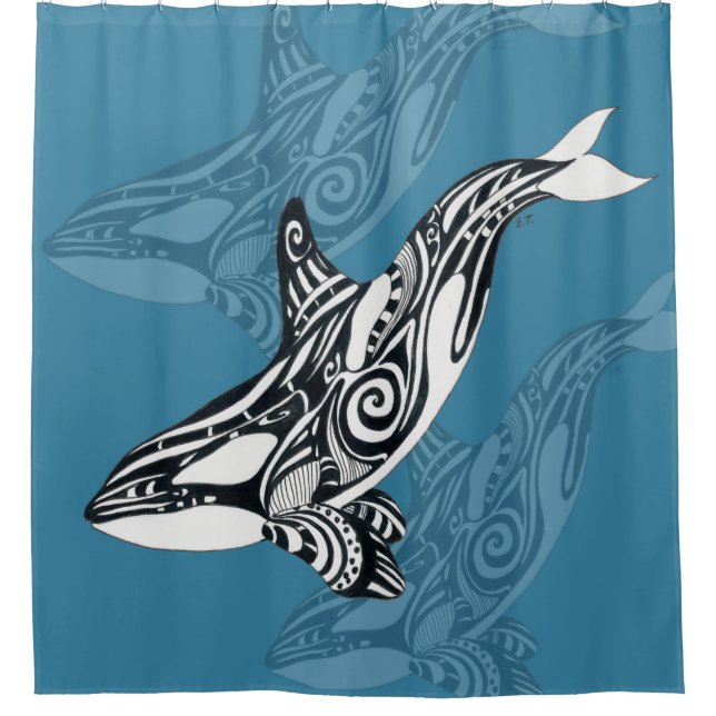 Orca Killer Whale Tlingit Indigo Blue ink (Front)