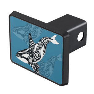 Orca Killer Whale Tlingit Indigo Blue ink Trailer Hitch Cover