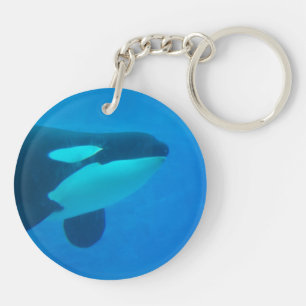 orca killer whale underwater blue keychain