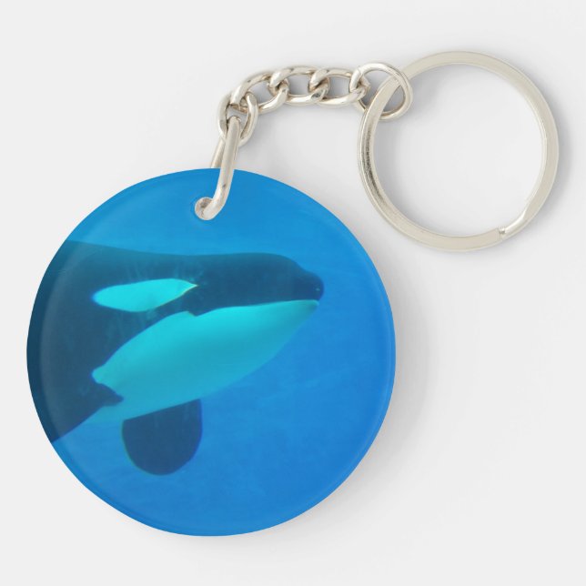 orca killer whale underwater blue keychain (Back)