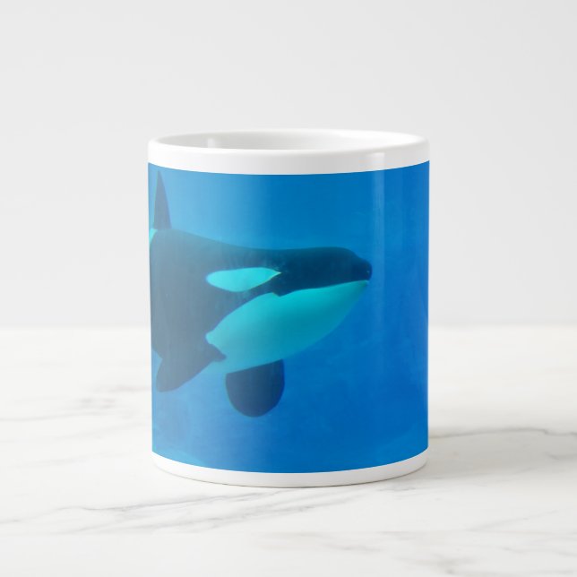 orca killer whale underwater blue large coffee mug (Front)