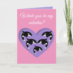 Orca Killer Whale Valentines Day Holiday Card