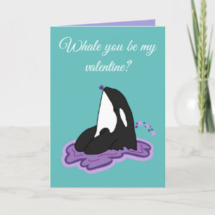 Orca Killer Whale Valentines Day Holiday Card
