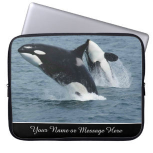 Orca Killer Whales Breaching Personalized Laptop Sleeve