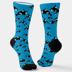 Orca Killers Whales Pattern on Blue Socks