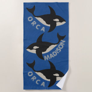 Orca Leather Look Bright Blue Personalize This Beach Towel
