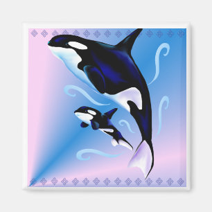Orca Mom and Baby Magnet