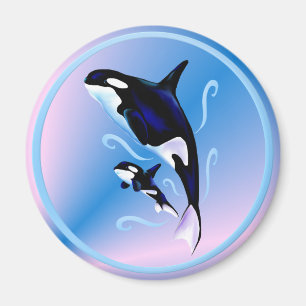 Orca Mom and Baby Magnet