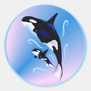 Orca Mom and Baby Sticker
