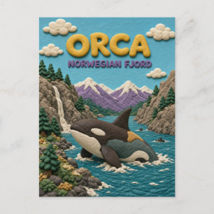 Orca Norwegian Fjord Modern KlayKoo Postcard