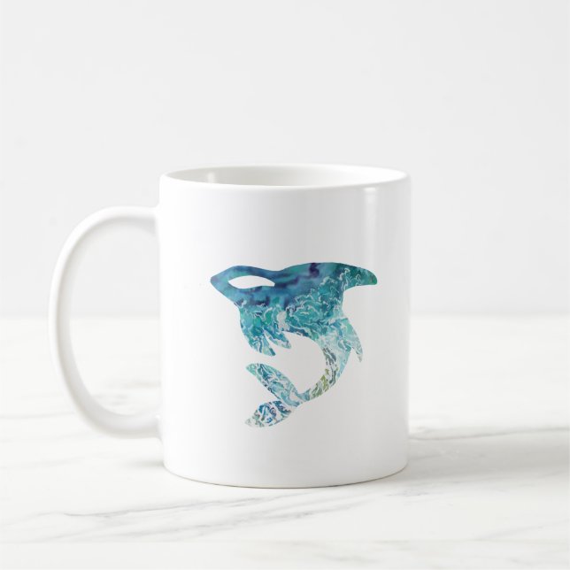 Orca Ocean Waves Tattoo Coffee Mug (Left)