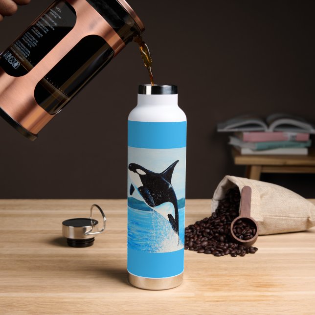 Orca Painting Water Bottle (Coffee (Rotated))
