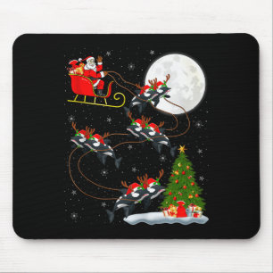 Orca Santa Sleigh Flying Funny Magical Christmas T Mouse Pad