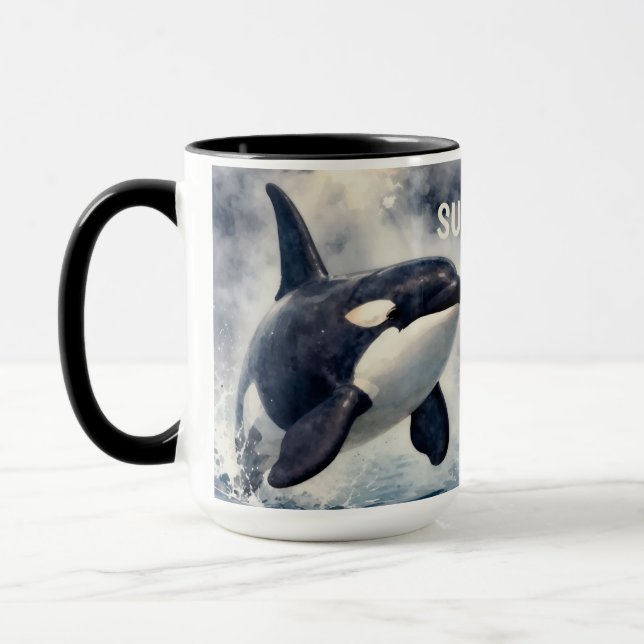 Orca Stormy waves Personalized Mug (Left)