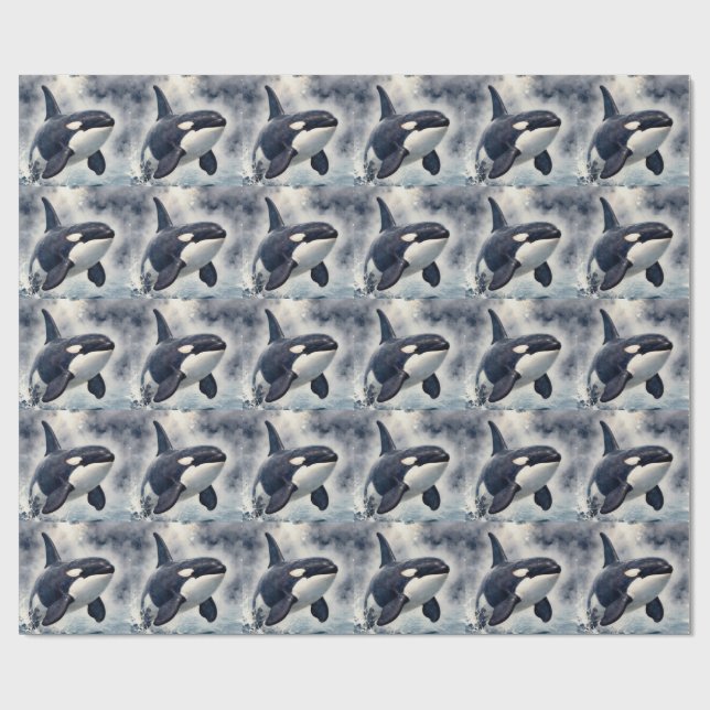 Orca Stormy waves Wrapping Paper (Flat)