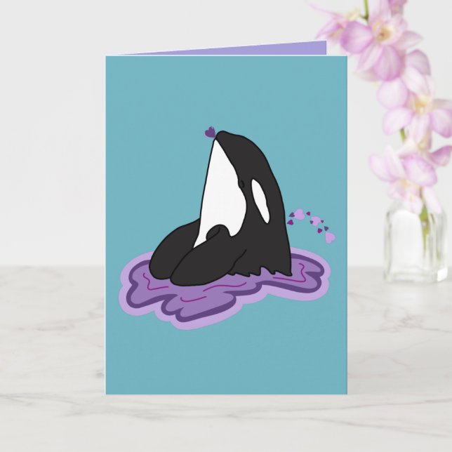 Orca Valentines Day  Card (Orchid)
