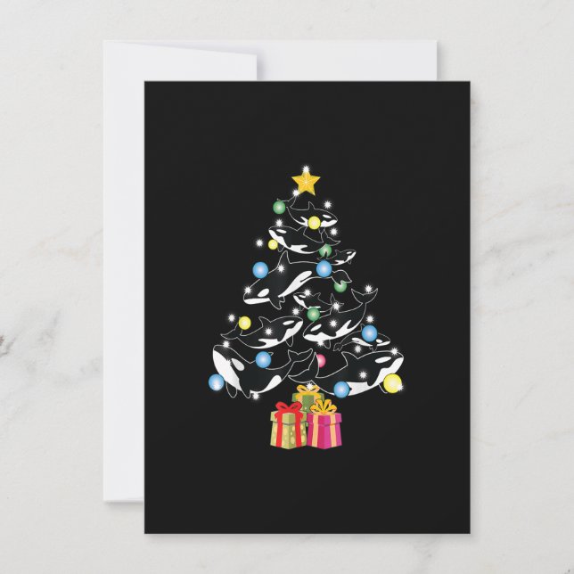 Orca Whale and Christmas Tree Orca Christmas Invitation (Front)