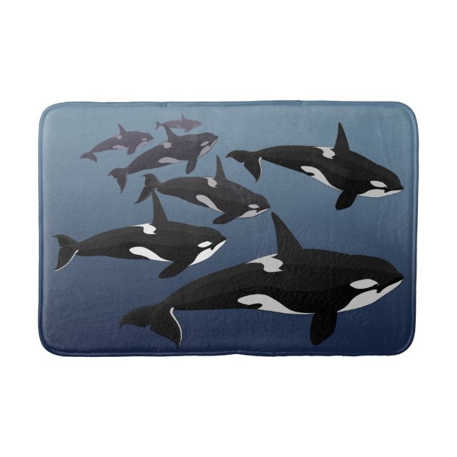 Orca Whale Bath Mat Killer Whale Art Bath Decor (Front)