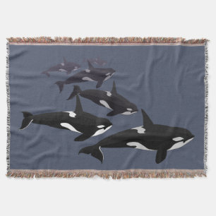 Orca Whale Blanket Killer Whale Art Throw Blankets