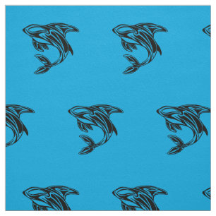 Orca Whale Blue Pattern Fabric