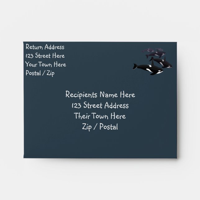 Orca Whale Envelopes Killer Whale Custom Envelope (Front)